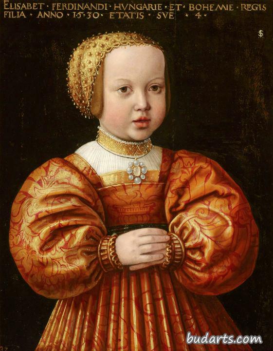 奥地利伊丽莎白的画像，四岁