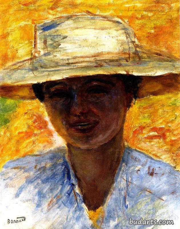 戴大帽子的女人的肖像