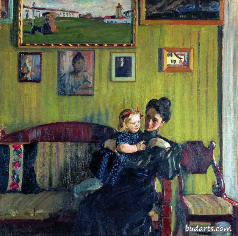 艺术家妻子和女儿的画像