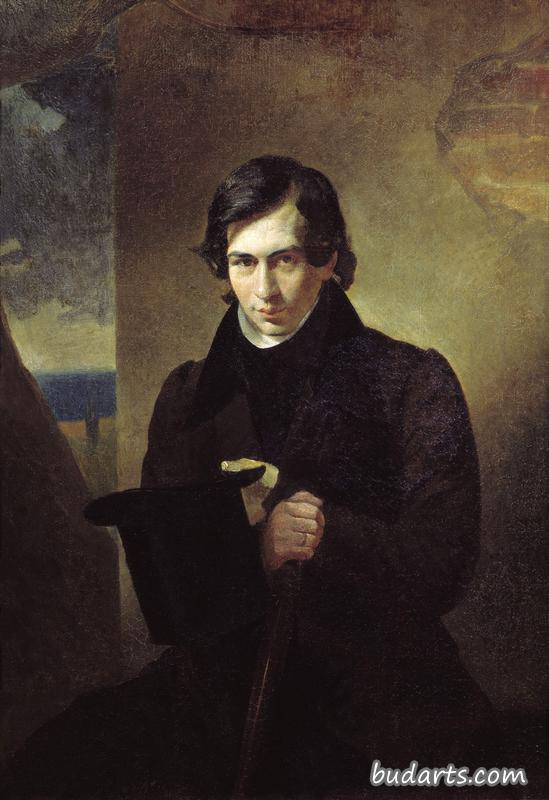 诗人和剧作家内斯特·库科尼奇的肖像