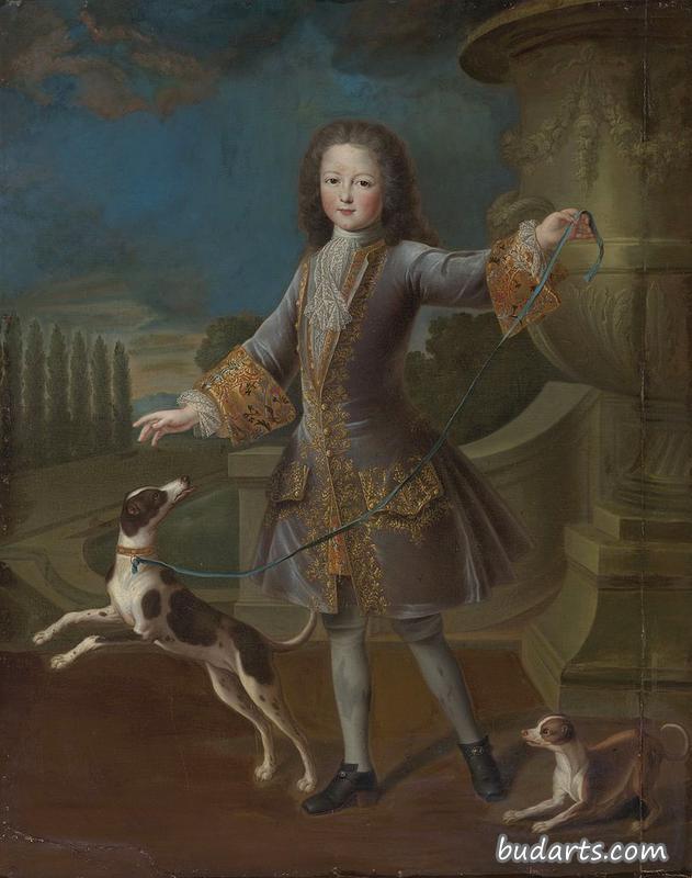路易十五和两只狗的肖像