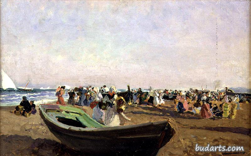 瓦伦西亚海滩，渔女