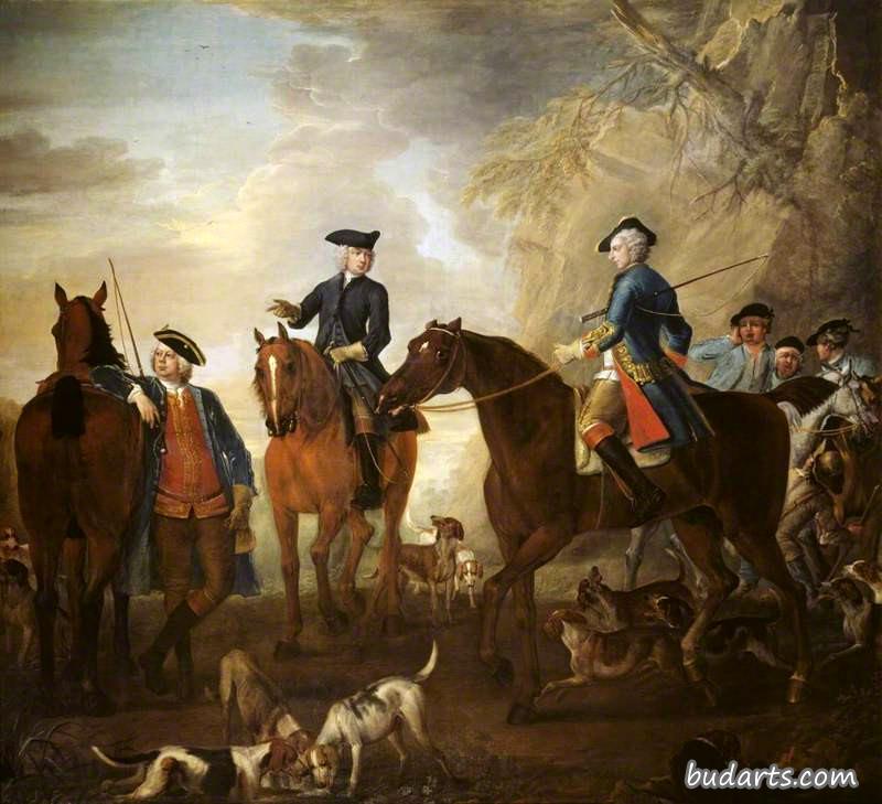 韦茅斯子爵的狩猎：杰克逊先生、亨利和托马斯·维莱尔，还有猎人和猎犬