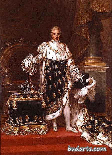 法国国王查理十世身着加冕礼长袍的肖像
