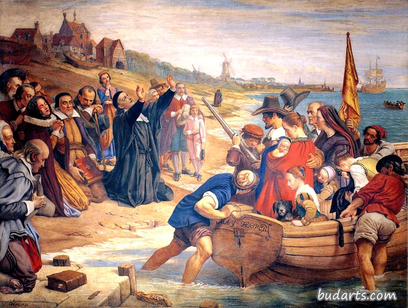 1620年新英格兰朝圣者之父登船