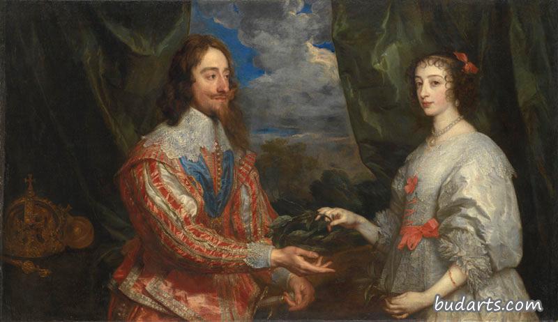 查尔斯一世和亨利埃塔玛丽亚手拿桂冠