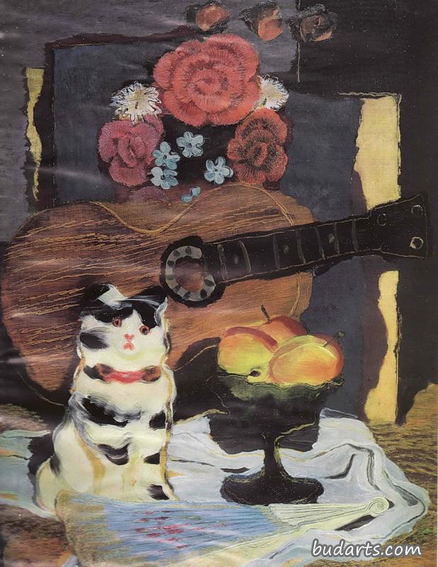 瓷猫果盘吉他