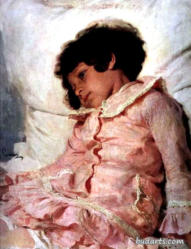纳迪亚·雷皮娜的肖像，艺术家的女儿