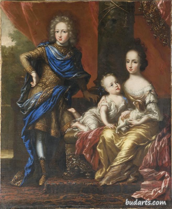 卡尔十二世，瑞典国王，他的妹妹赫德维格·索菲亚和王后尤利卡·埃莱诺拉