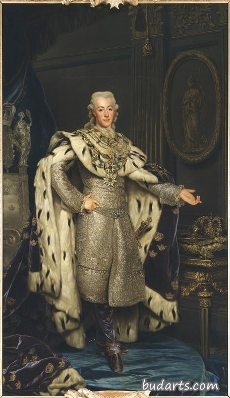 古斯塔夫三世，瑞典国王，身着加冕礼长袍