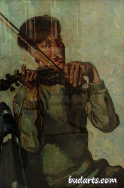 拉小提琴的艺术家的画像