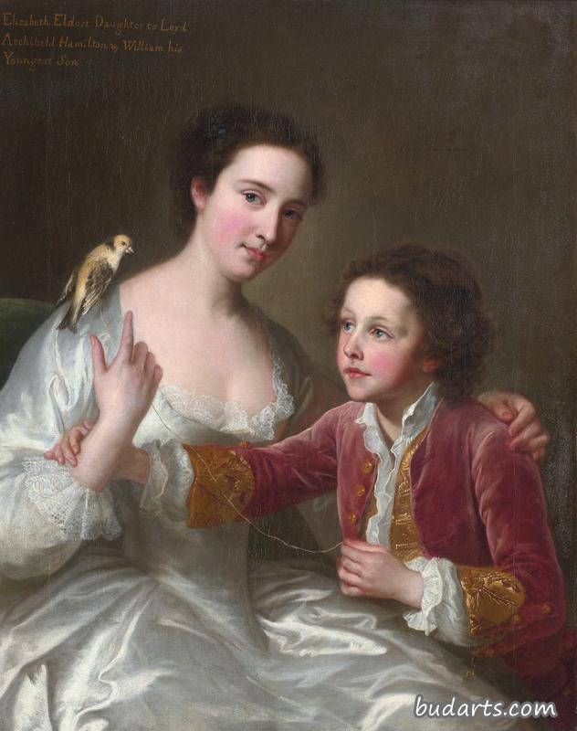 伊丽莎白·汉密尔顿，后来的华威伯爵夫人，和她的弟弟威廉·汉密尔顿