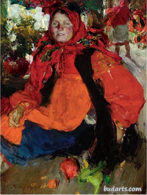 俄罗斯农家女孩的画像