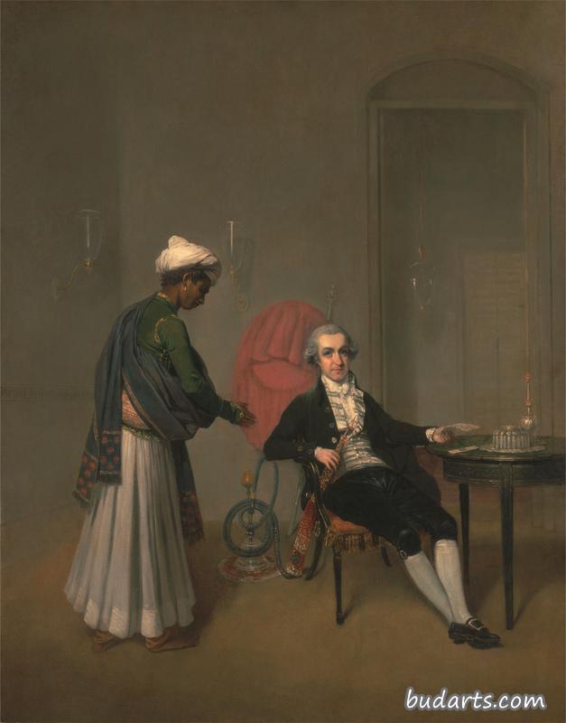 一位绅士和一位印度仆人的画像