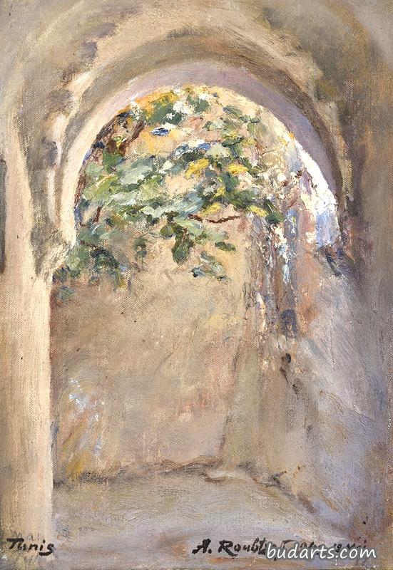 突尼斯绿树成荫的拱廊