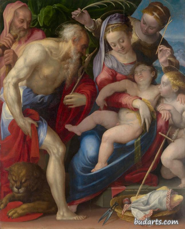 圣洁家庭与圣洁罗姆，一位女性殉道者和婴儿施洗圣约翰