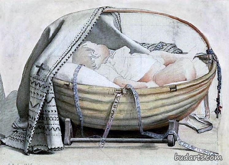 婴儿睡在婴儿床