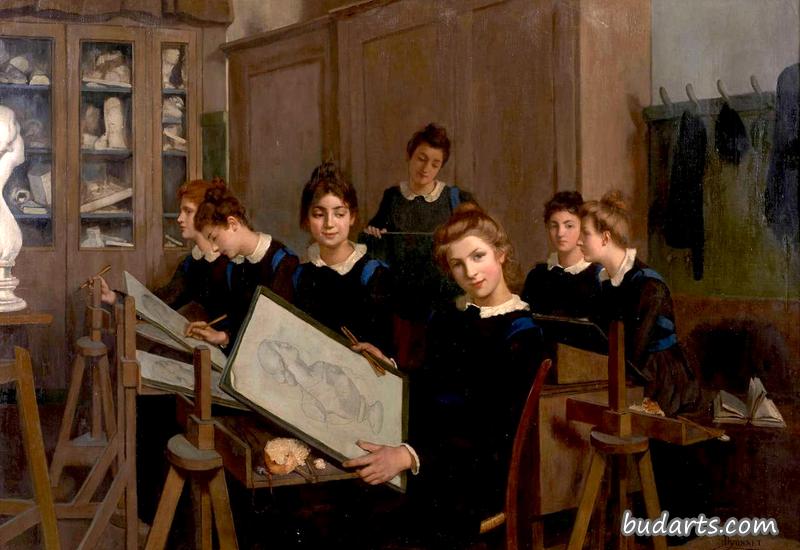 绘画课上有七个年轻女子