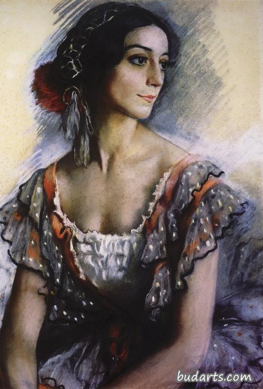 身着西班牙礼服的V.K.伊万诺娃肖像