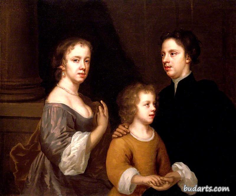 玛丽·比尔与丈夫和儿子的自画像