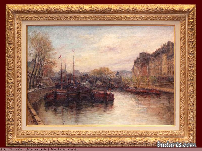 巴黎，拉塞纳河，在新桥有船