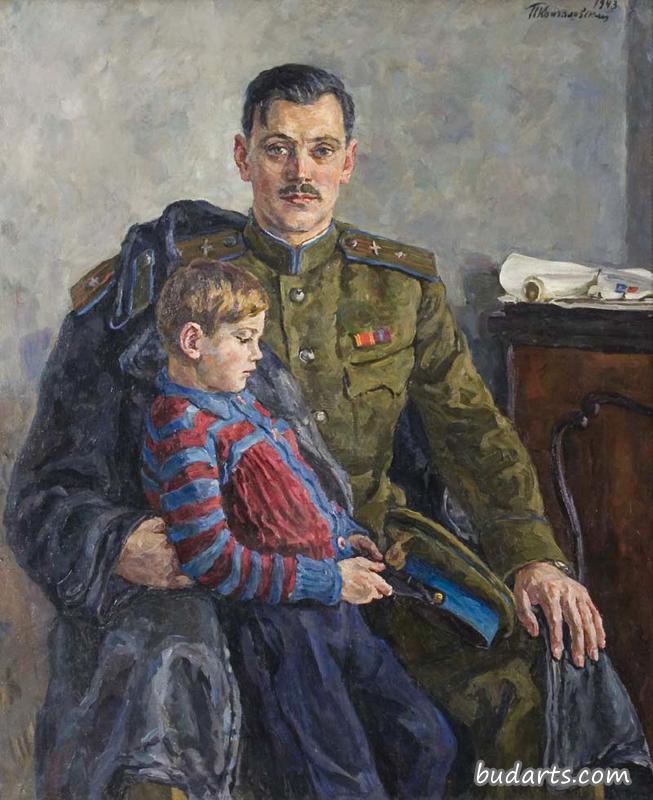 诗人谢尔盖·米哈尔科夫与儿子的画像