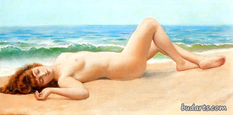 裸体在沙滩上