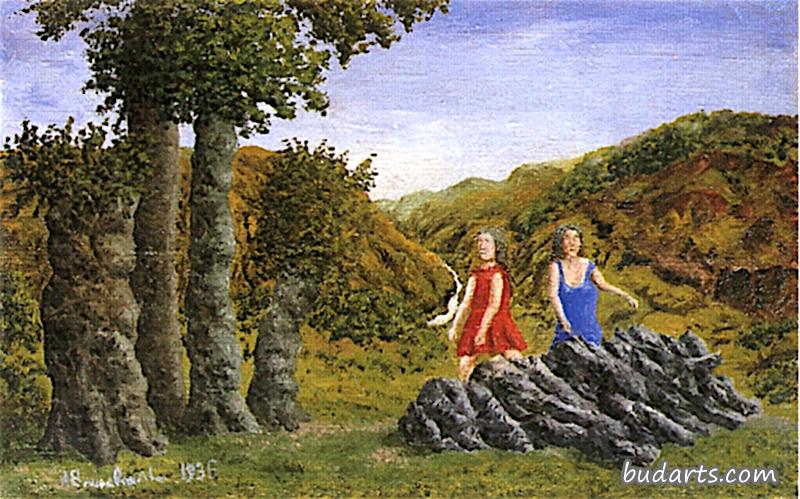风景中的两个女人