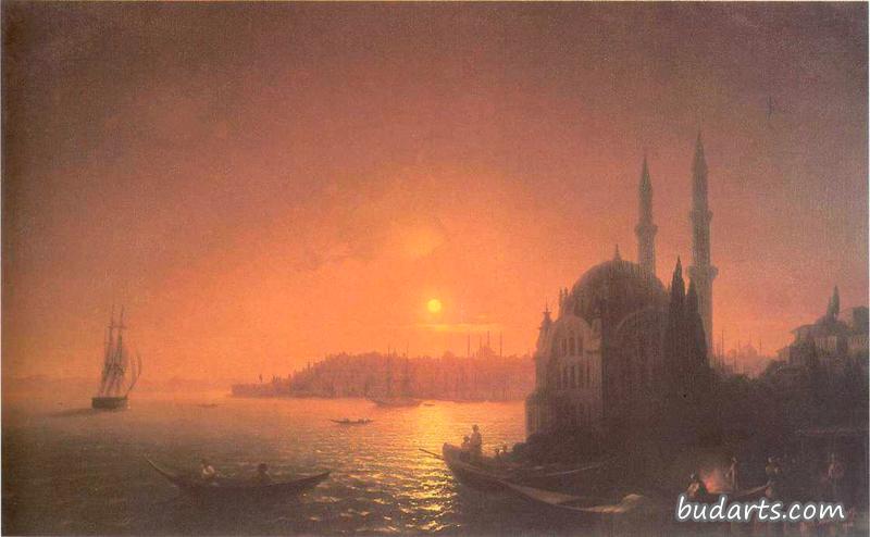 月光下的君士坦丁堡景色