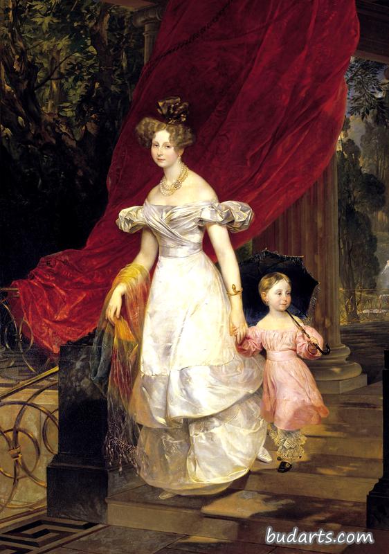 大公爵夫人埃琳娜•帕夫洛夫娜和女儿玛丽亚的画像