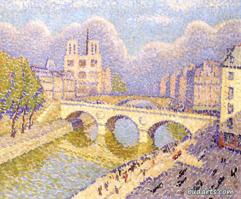 圣米歇尔桥和巴黎圣母院