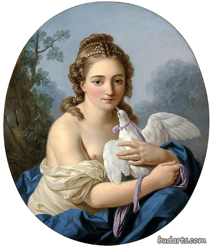 抱着鸽子的年轻女子
