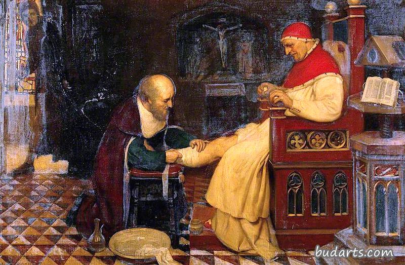盖伊·德·乔利亚克在阿维尼翁为教皇克莱门特六世的腿包扎，约1348年