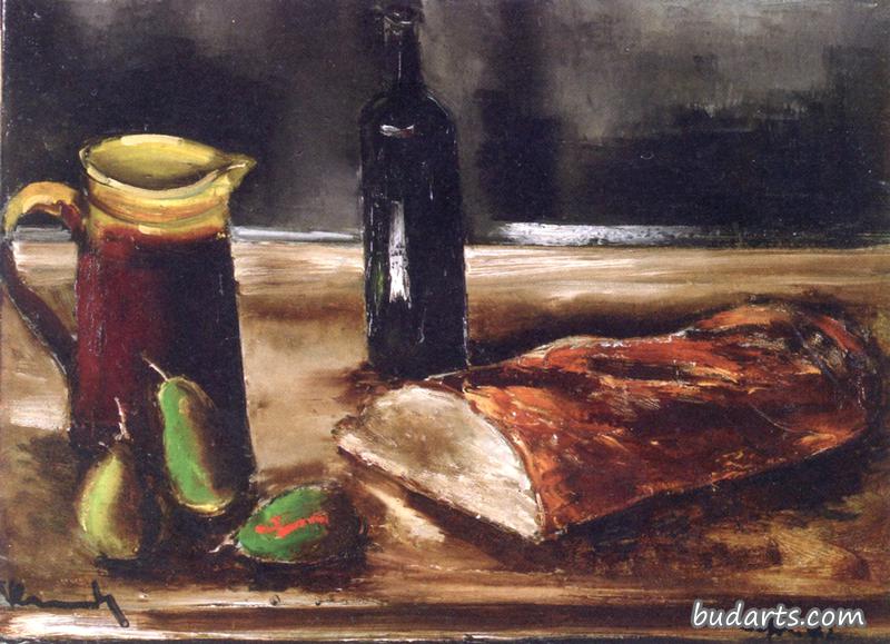 静物画：面包和水罐