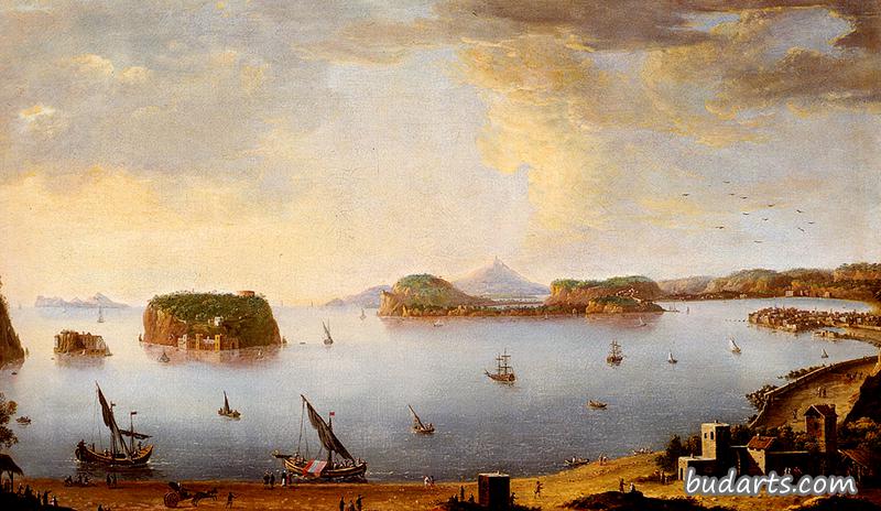 View Of The Bay Of Pozzuoli With The Port Of Baia, The Islands Of Nisida, Procida, Ischia And Capri