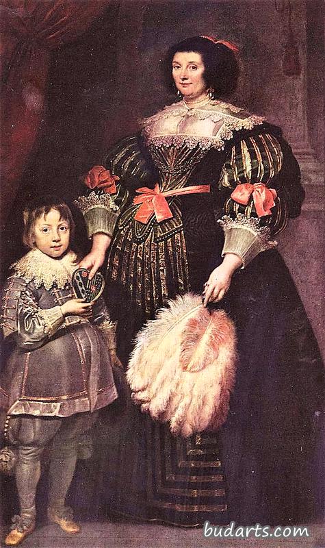 夏洛特·布肯的肖像，阿诺伊夫人，和她的儿子