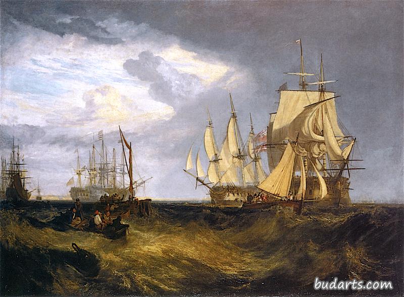 斯皮特黑德，两艘被俘丹麦船只进入朴茨茅斯港