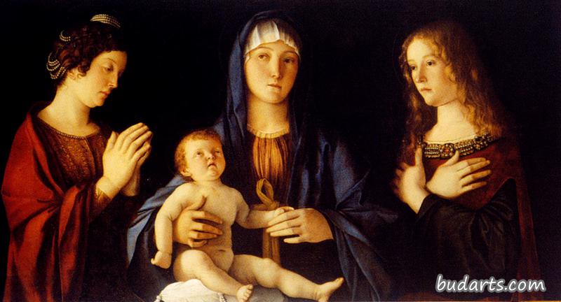 圣凯瑟琳和抹大拉圣玛丽之间的圣母子