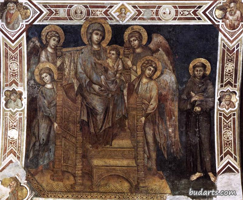 圣母玛利亚与圣弗朗西斯和四位天使一起登基