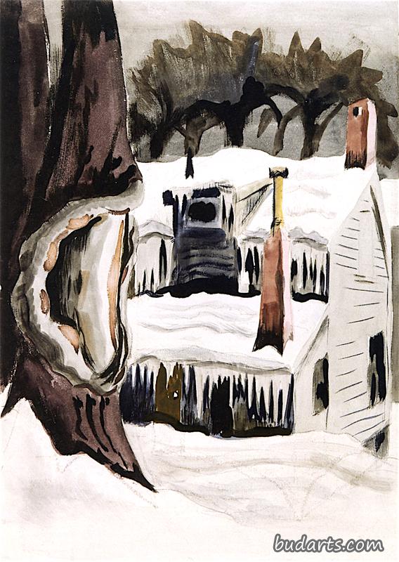 白雪覆盖的小屋