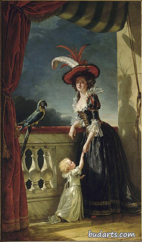 法国路易丝·伊丽莎白与儿子的肖像