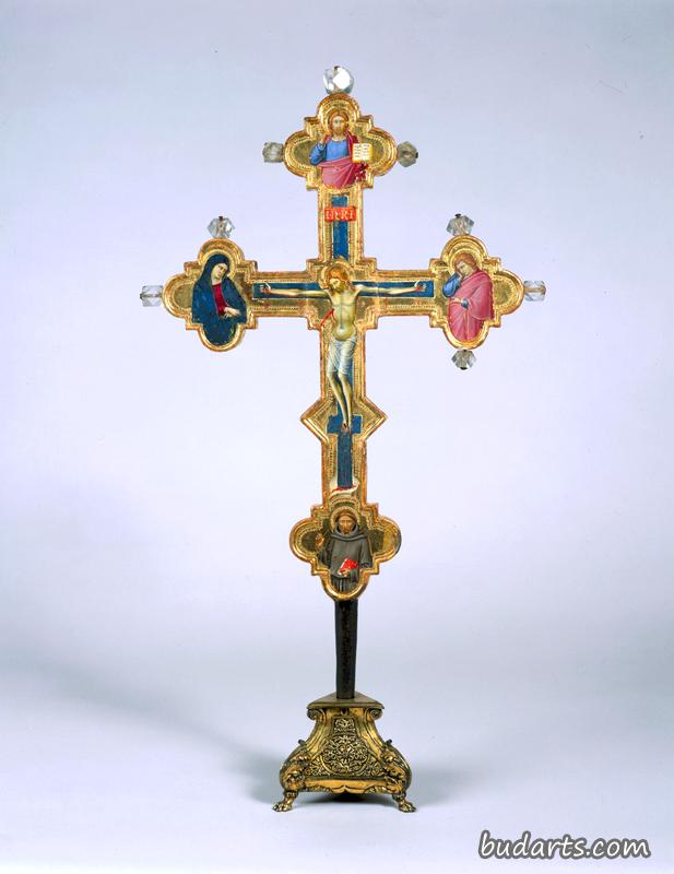 可携带的十字架正面：与圣母钉十字架的基督，圣徒约翰福音传道者和弗朗西斯
