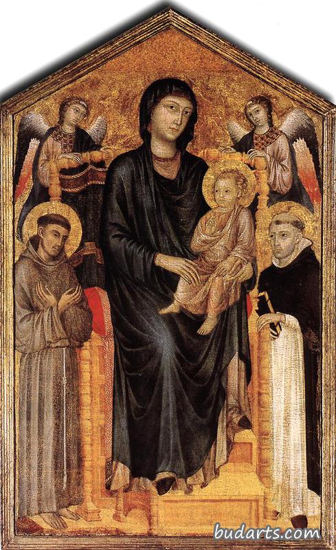 圣母玛利亚和圣子登基与圣弗朗西斯、圣多梅尼科和两位天使