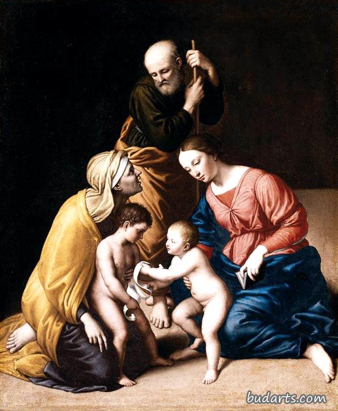圣徒施洗约翰和伊丽莎白的圣洁家庭（模仿拉斐尔）