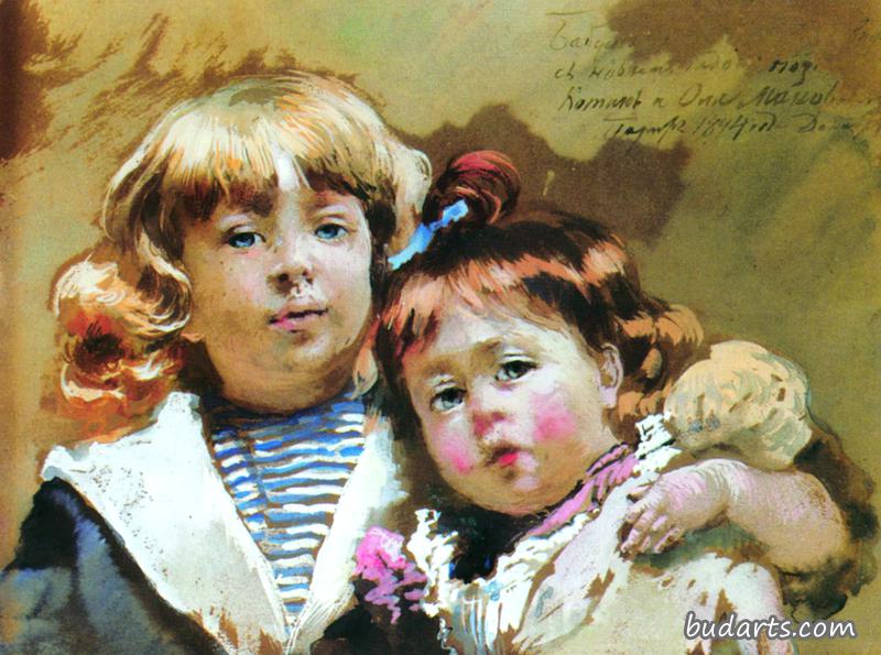 艺术家的孩子，康斯坦丁和奥尔加