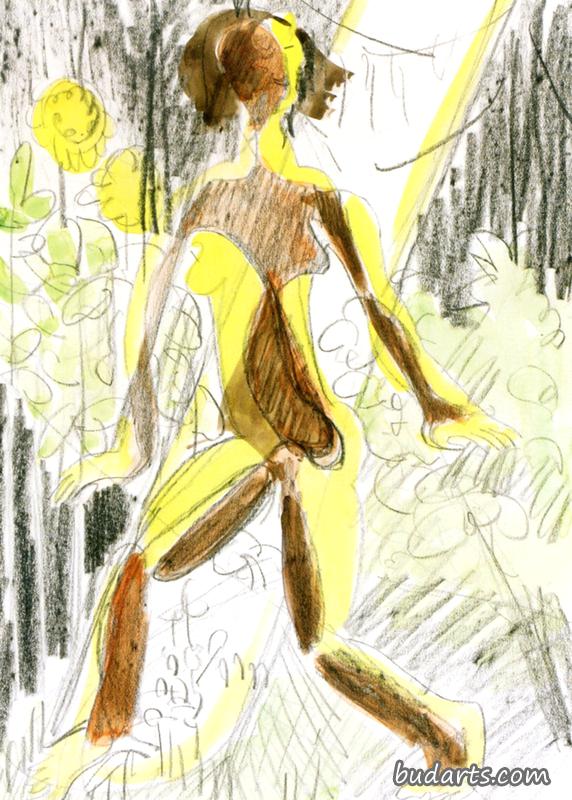 森林里的裸女