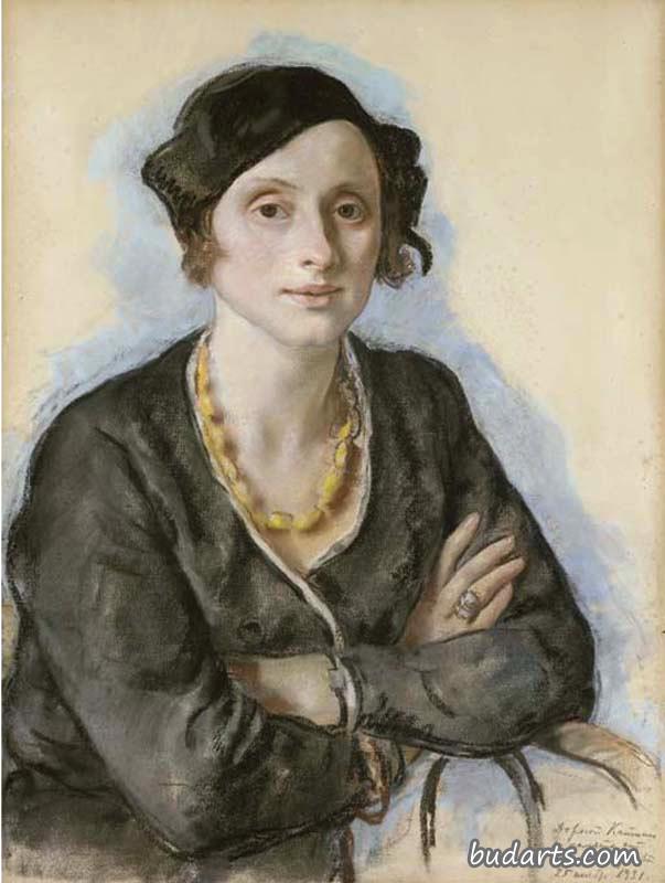 叶卡捷琳娜·卡沃斯·亨特的肖像，这位艺术家的堂兄