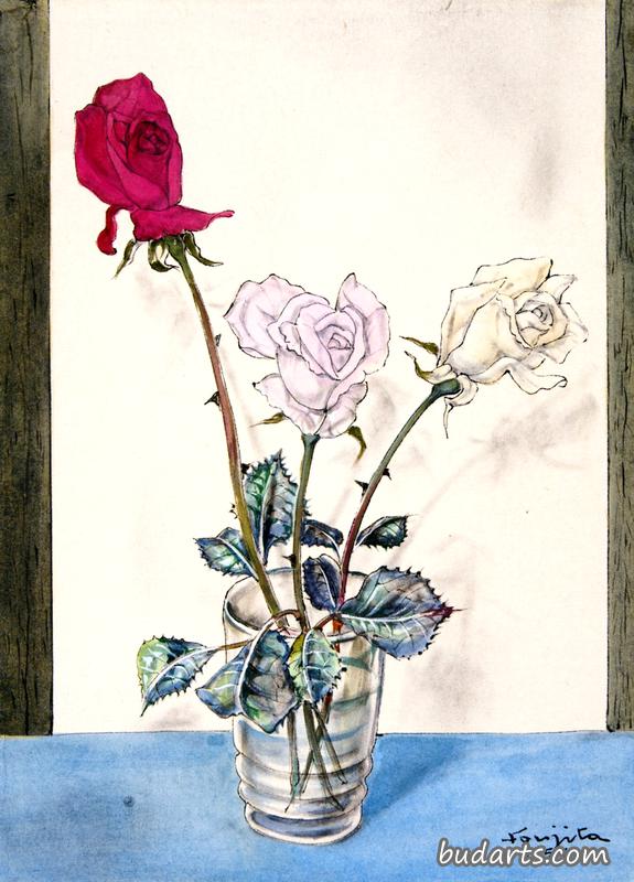 花瓶里有三朵玫瑰