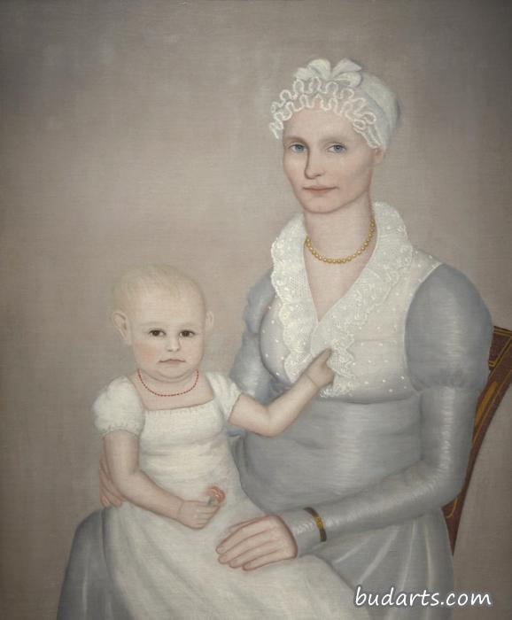 威尔伯夫人（莎拉·莎莉·斯坦斯）谢尔曼（1789-1845）和女儿莎拉