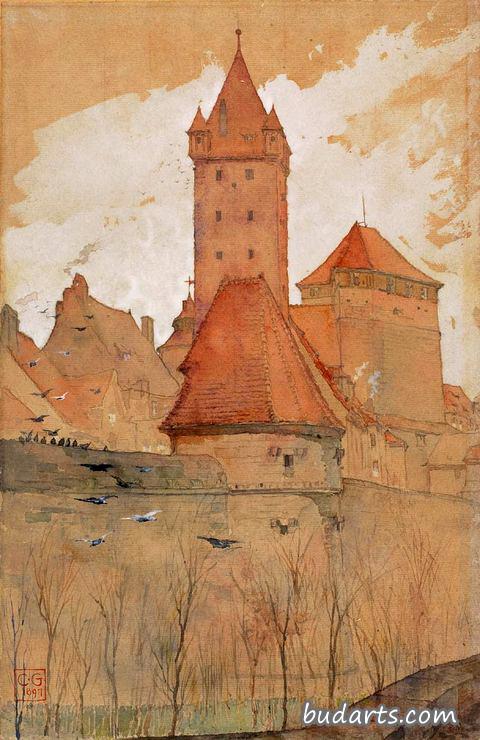 纽伦堡城墙上的塔